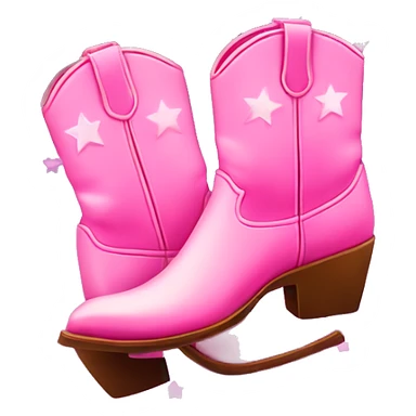 Pink cowboy boots with stars iridescent two boots sticker
