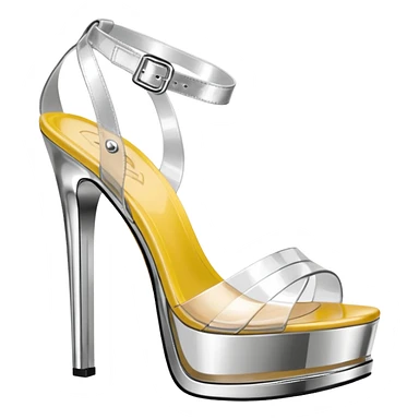ultra realistic platform clear translucent high heel sandals metallic chrom bottoms sticker