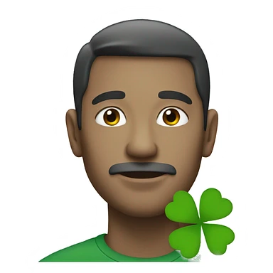white man with four leaf clover sticker