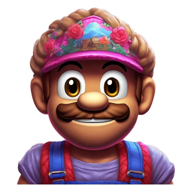Synthwave Mario in Donkey Kong style, oil paint, epic eyes, intricate lips, exquisite pose, beautiful, desirable, logical, Midsommar  sticker
