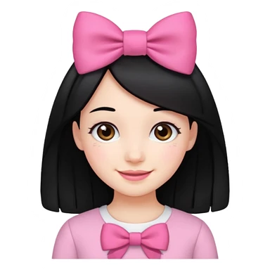 Girl with black hair and pink bow in her hair sticker