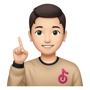 Asian with tiktok logo point up with one finger  sticker