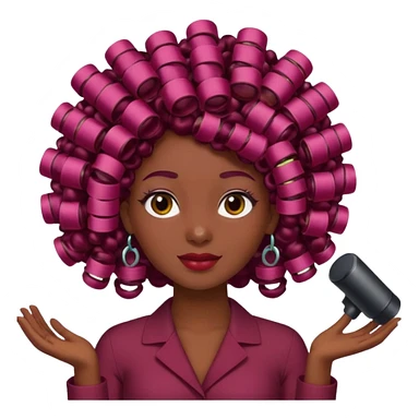 hair with burgundy hair rollers sticker