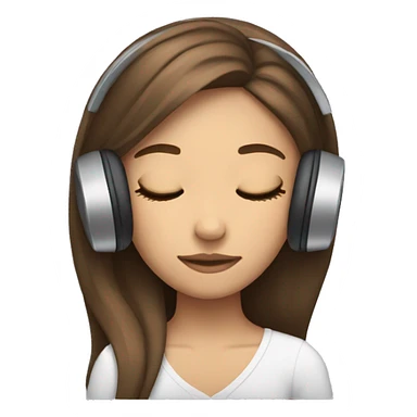 Brown haired light skinned girl with straight hair sleeping with headphones  sticker
