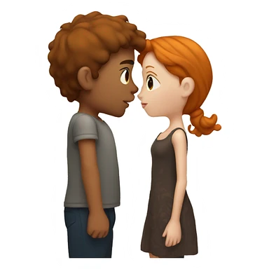 ginger girl kissing brunette boy sticker