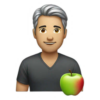 man with apple sticker