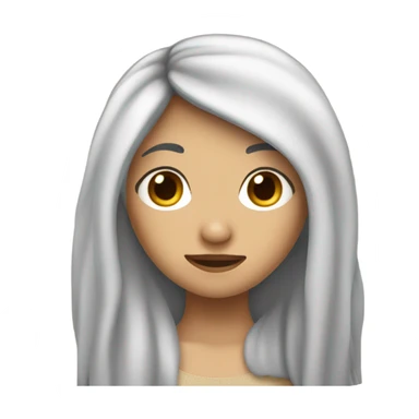 Girl with long black hair, small nose, wheat skin, brown eyes, slanted eyes sticker