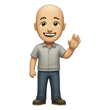 bald man waving sticker