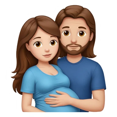 Pregnant woman with long brown hair and fair skin, and man with brown hair and fair skin hugging.

 sticker
