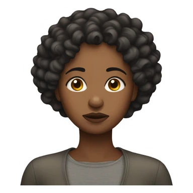 sad black woman with short tight curly hair sticker