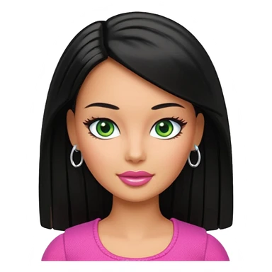 Barbie with olive skin, black straight hair and green eyes sticker
