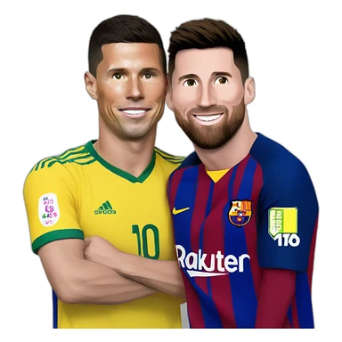 Ronaldo qui fait un bisous à Messi sticker