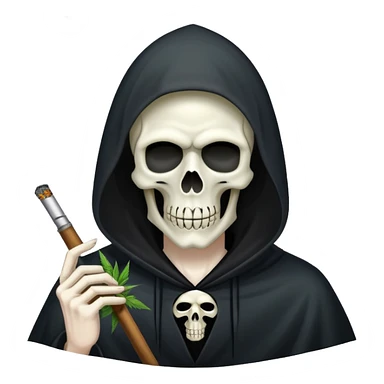 grim reaper face smoking weed sticker
