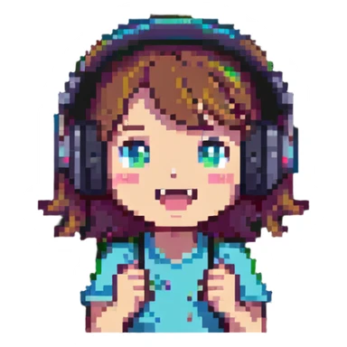 excited gamer girl in headphones sticker