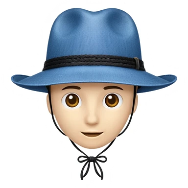 Панама синего цвета. Материал панамы: джинса. У панамы есть черные шнурки. sticker