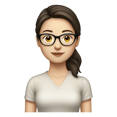 Brunette girl with light frame glasses and pale skin sticker