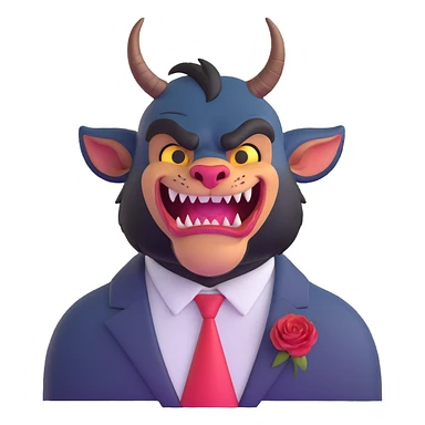 Beast from Beauty and the Beast with human mouth looking friendly, less fierce, elegant clothes sticker