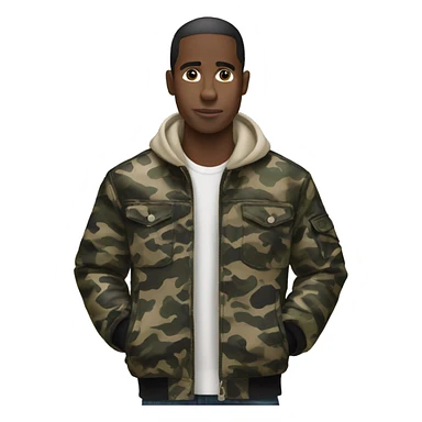 black man wearing a bape jacket sticker