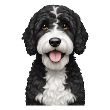 black Berndoodle with white snout sticker