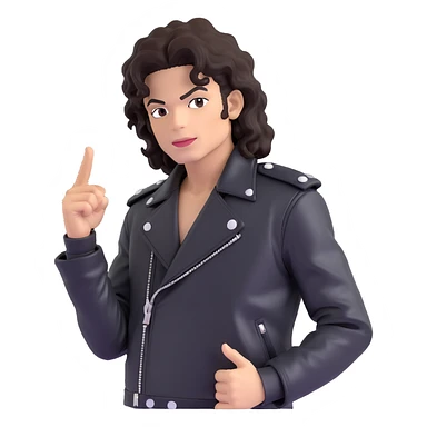 Michael Jackson in his 'Bad' era, black leather jacket, curly hair, intense expression, pose 1 sticker