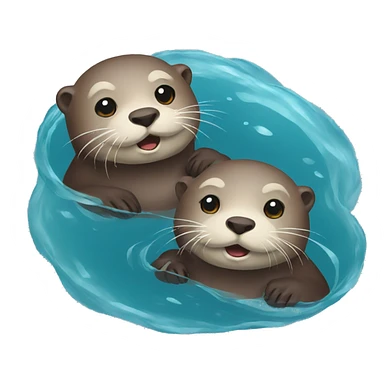 two otters floating in water sticker