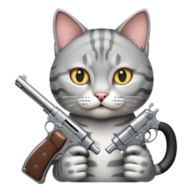 One cat have 2 guns sticker