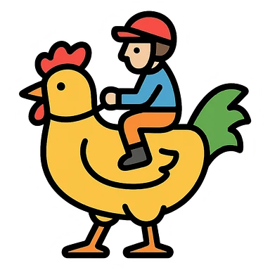color outline icon of a chicken jockey sticker