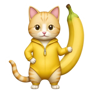 A cat with banana clothing and standing up sticker