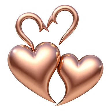 Two rose gold hearts interlinked, metallic finish sticker