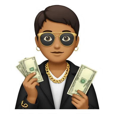 Knight helmet gold chain dark glasses money sticker