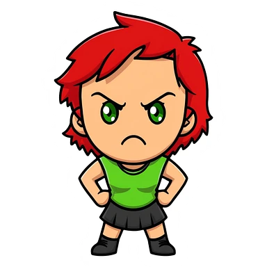Angry girl with red hair and green eyes sticker