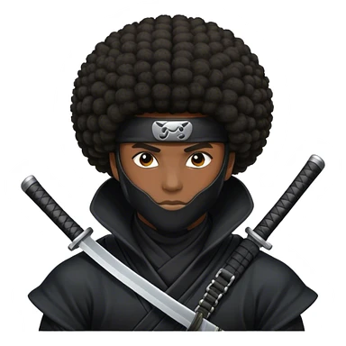 a ninja with an afro hair style and his black skined sticker