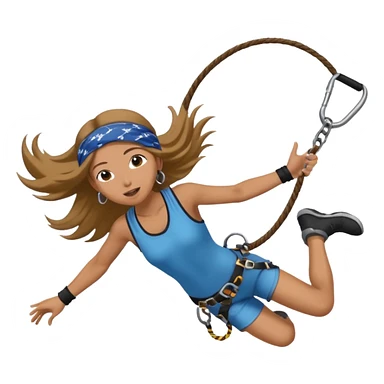 bungee jumping face in action with earrings and long hair flying away and bandana sticker