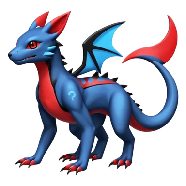 Shiny Edgy Exotic Colorful Guilmon-Salandit-Umbreon-Fakémon-hybrid-creature (full body)  sticker
