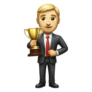 Photorealistic serious businessman with trophy in his hand sticker
