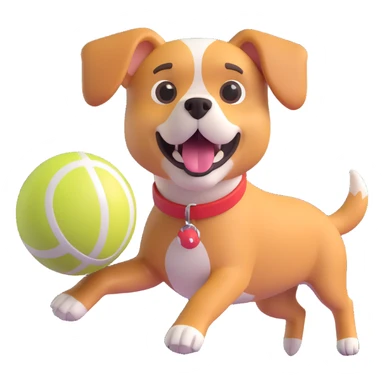 dog chasing ball in forrest, close up pose sticker