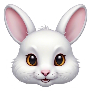 Cinematic Comical White Rabbit Portrait Emoji, Head tilted dramatically with an exaggeratedly amused expression, featuring a pristine white fur with perky, expressive ears and wide, playful dark eyes filled with disbelief, Simplified yet hilariously expressive features, highly detailed, glowing with a slightly sassy glow, high shine, dramatic yet playful, stylized with an air of cheeky mischief, bright and endearing, soft glowing outline, capturing the essence of a spirited and over-the-top bunny, so meme-worthy it feels like it could side-eye its way into internet fame instantly! sticker