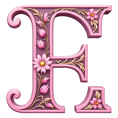 Pink, romantic, flowery, the letter “F” sticker