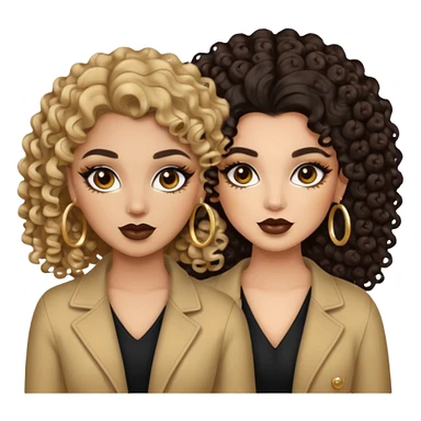 Boujy baddie best friends, trendy heavy makeup both dark hair one light skinned and one light brown with curls  sticker