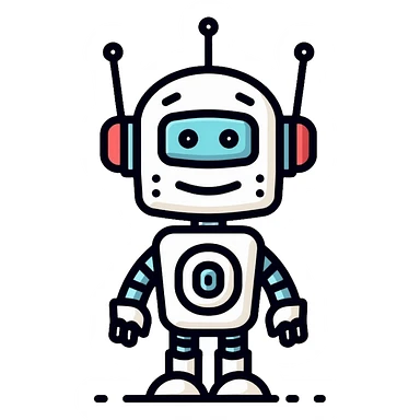 Robot with visible AI processor chip in its brain sticker