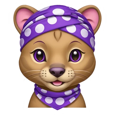 
Fossa animal wearing a bandana on the forehead in purple color with white smiley patterns sticker