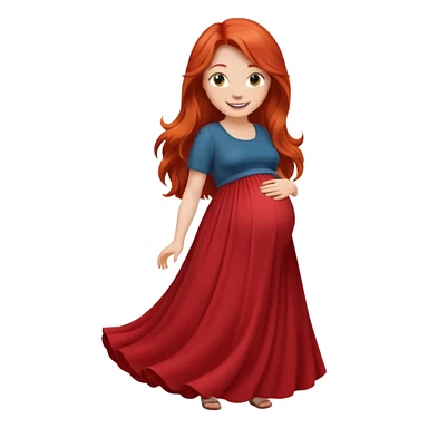 Make a girl with long red hair, pregnant with long skirt sticker