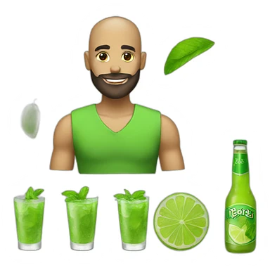 hair shaved boy with beard and with mojito sticker