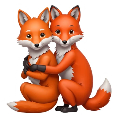 The gray wolf and the red fox embrace each other. sticker