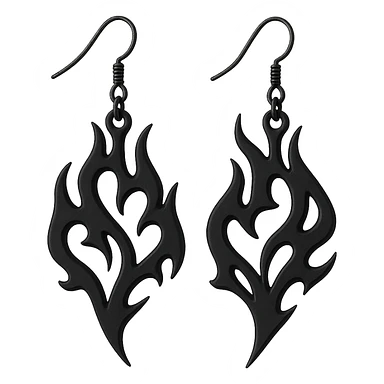 goth earrings, black flame, abstract gothic, edgy style sticker