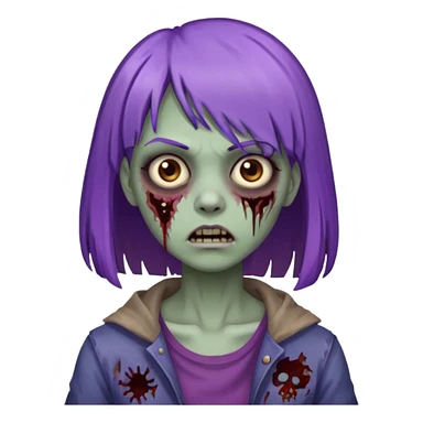 criei um zombe feminino com o cabelo com franja, o cabelo a metade roxa e o resto castanho  sticker