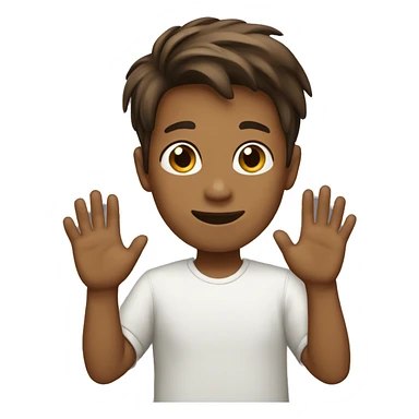boy waving hi brown hair sticker