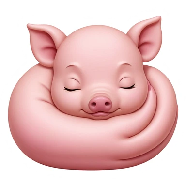 Sleeping Piglet – tiny pink pig curled up, eyes closed sticker