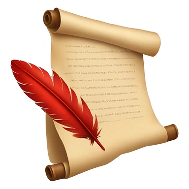 paper scroll and red quill sticker