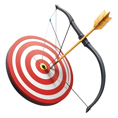 A close-up of a bowstring pulled taut with an arrow aimed at a target. The target's concentric rings are visible in the background, highlighting the focus and precision required for archery. The scene captures the grace and concentration of the sport. sticker